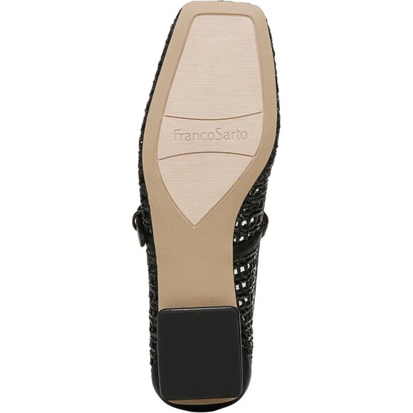 Franco Sarto Womens Black Open Weave Faux Leather Tinsley Mary Jane Ballet Flats - Picture 4 of 9